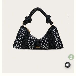 Black Beaded Crochet Shoulder Bag